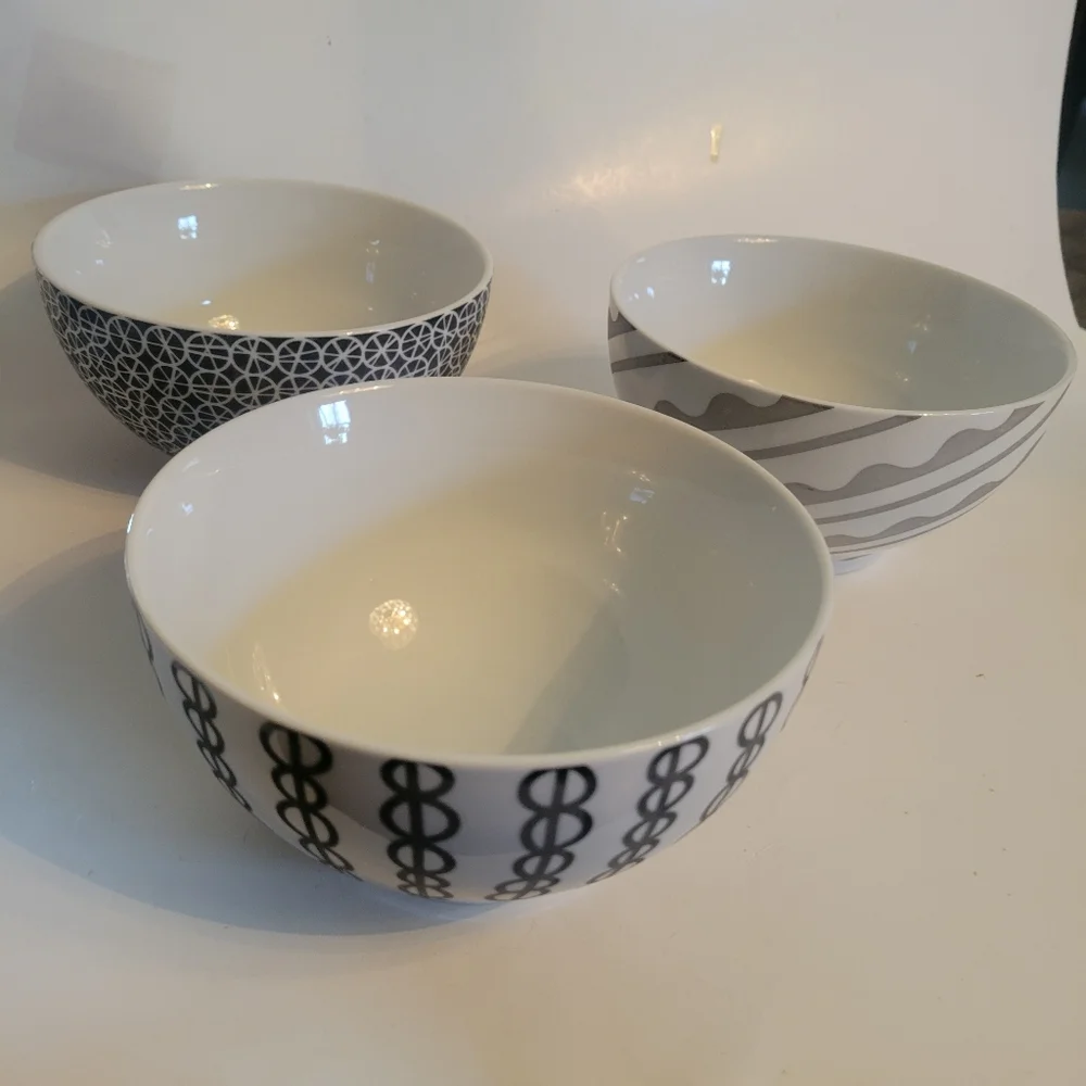 Set of Three CRATE & BARREL Patterned Bowls